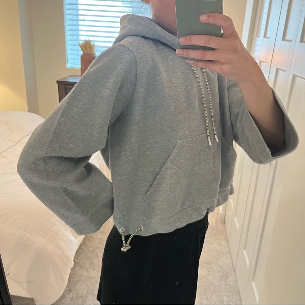 Jcrew Heather Gray Cropped Hoodie, XS - Picture 3 of 5